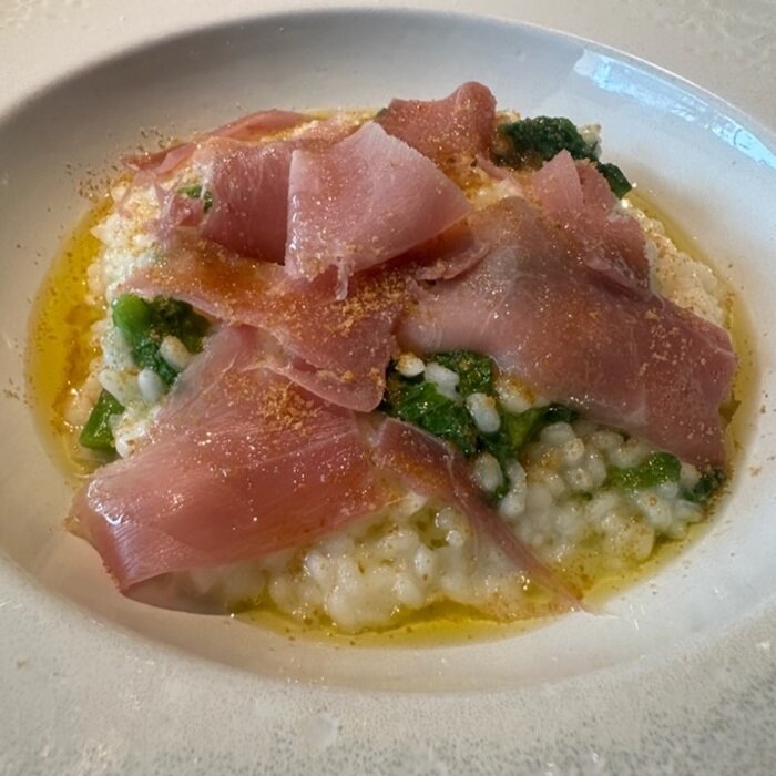 生ハムと菜の花とカラスミのチーズリゾット.jpg